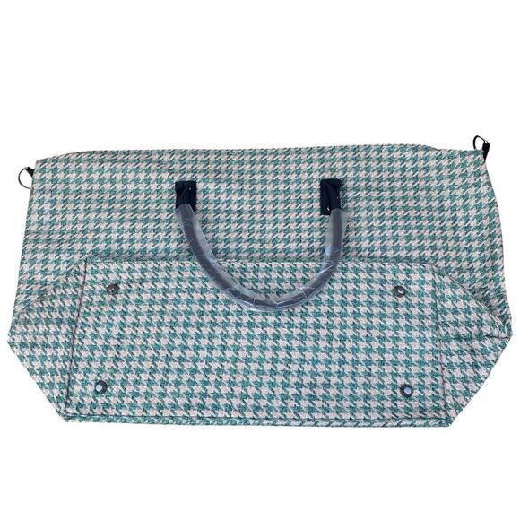 New Lulu Dharma Weekender Travel Crossbody Bag Green/Brown Houndstooth NWT - Picture 5 of 9